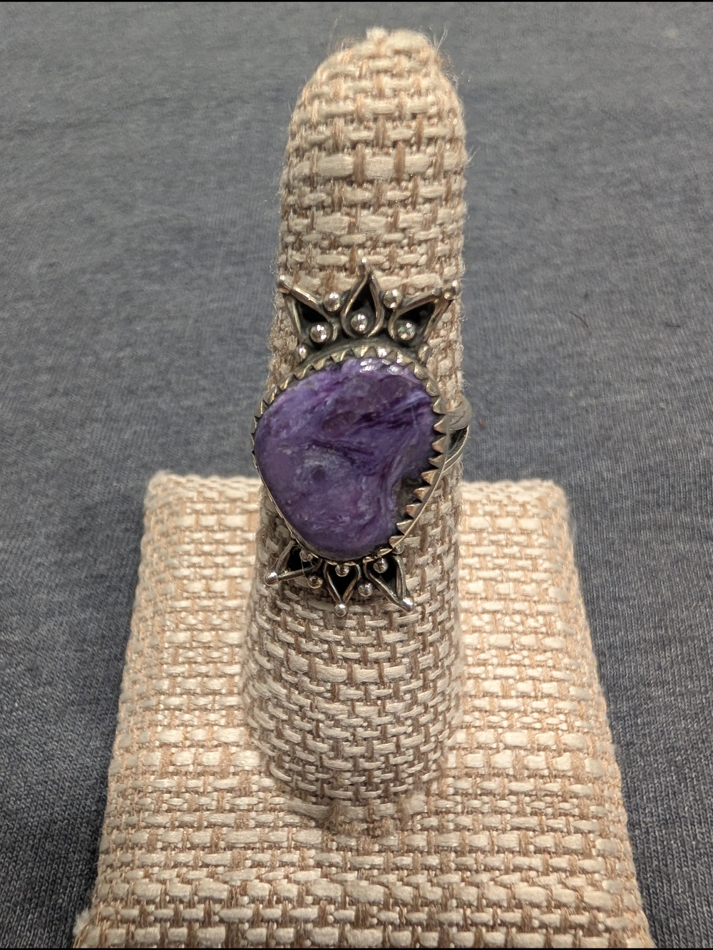 Sterling Silver Charoite Stone Statement Ring